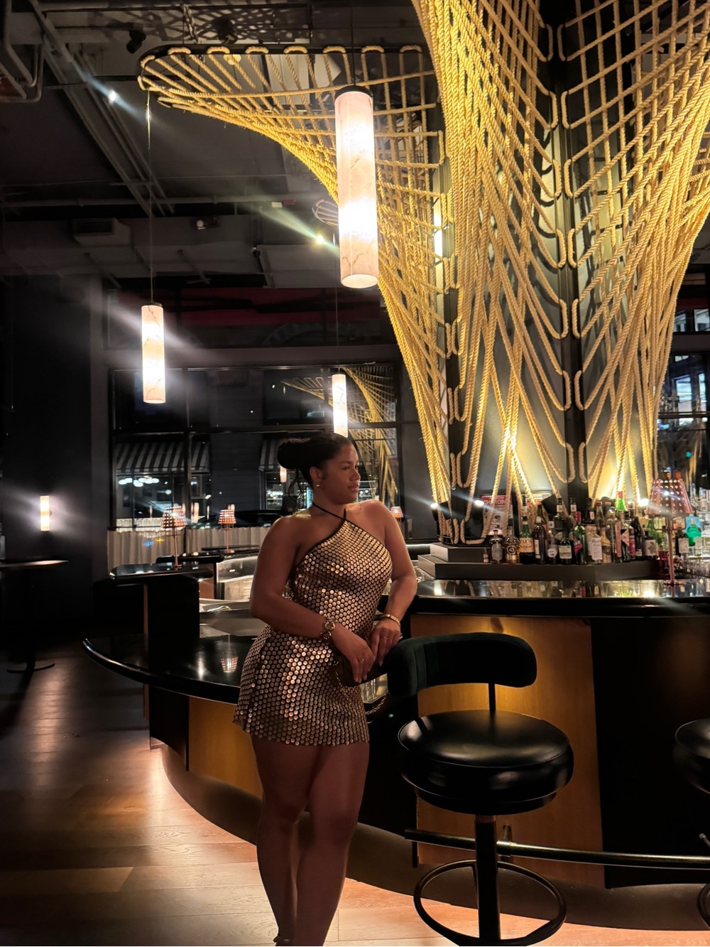 Fashion Nova Metallic Bronze Sequin Mini Dress - Picture 2 of 5